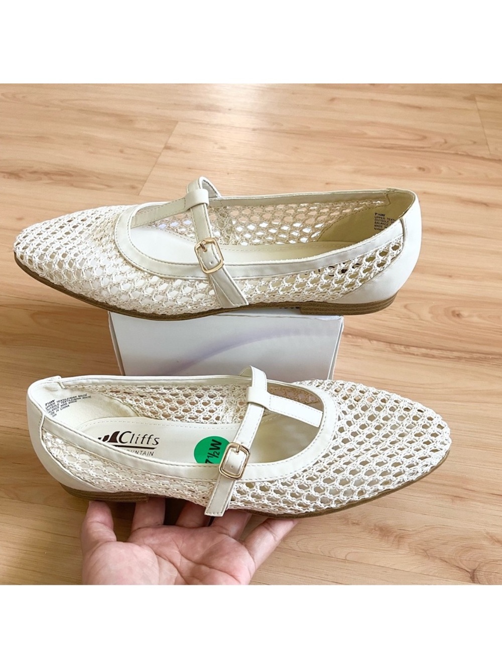 NEW Cliffs by White Mountain Ivory Mesh Mary Jane Flats – Women’s 7.5 Wide (W)